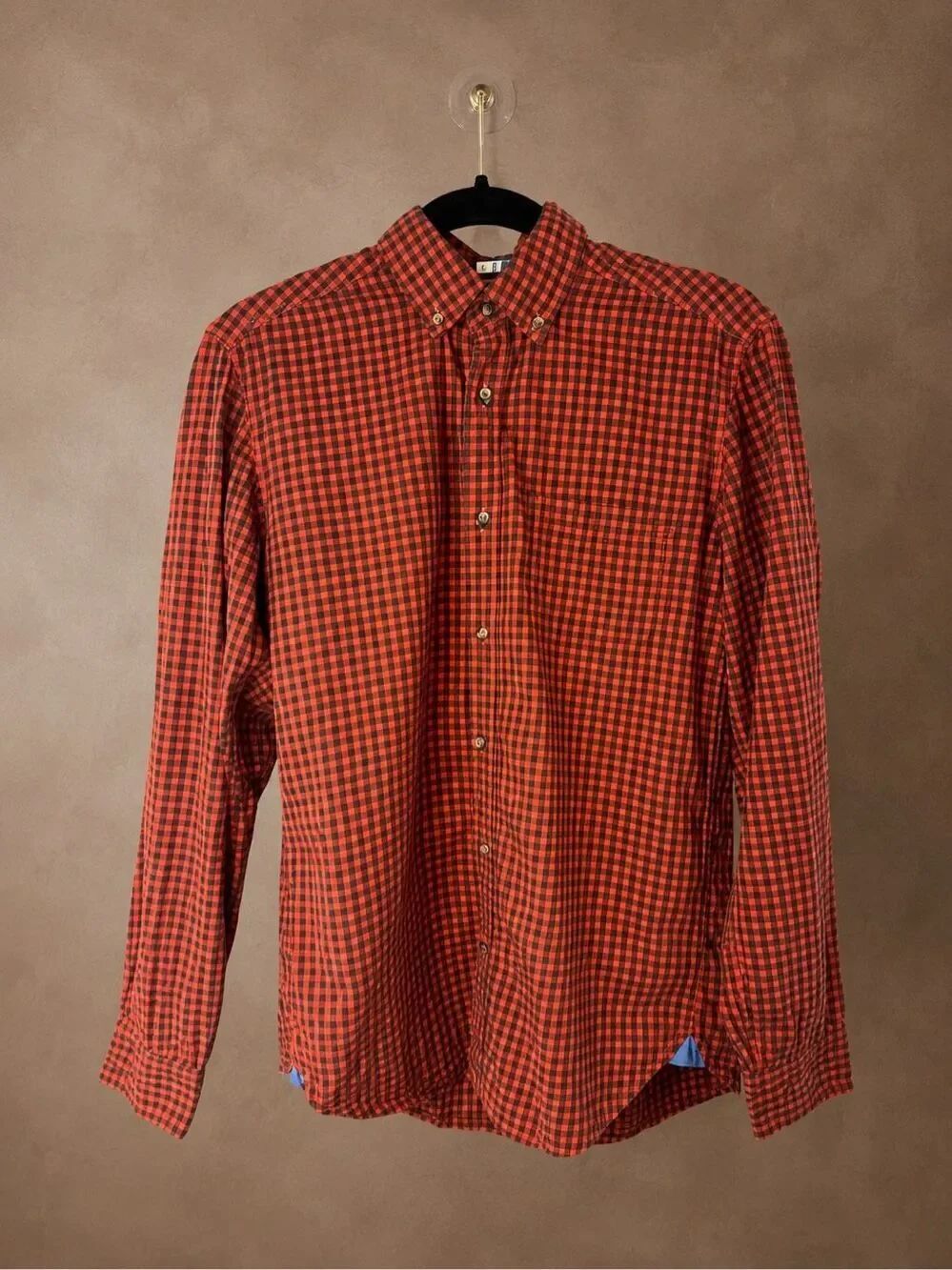 H&M Size Small Buffalo Check Button Down Shirt Red Black Cotton